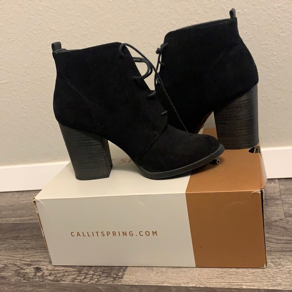 Black suede ankle booties